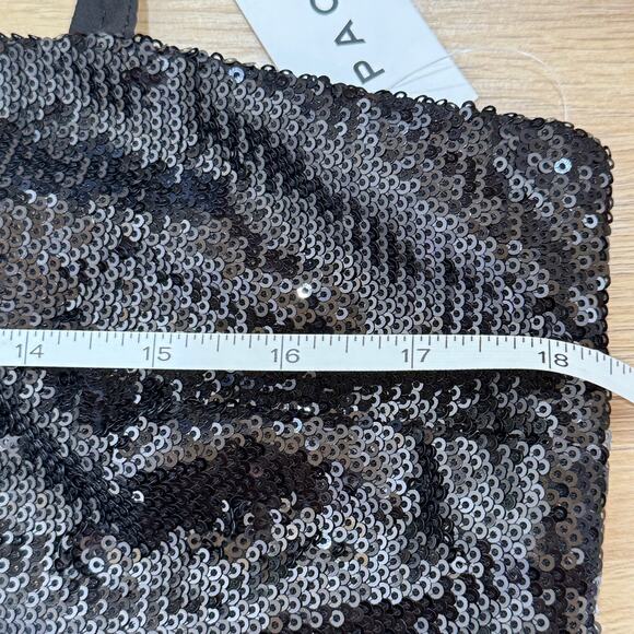 LA Hearts Sequin Sparkle Cropped Cami Top Size L NEW Black Adjustable Straps - Picture 11 of 11